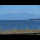 Blick über den Étang de Leucate auf den Pic du Canigou